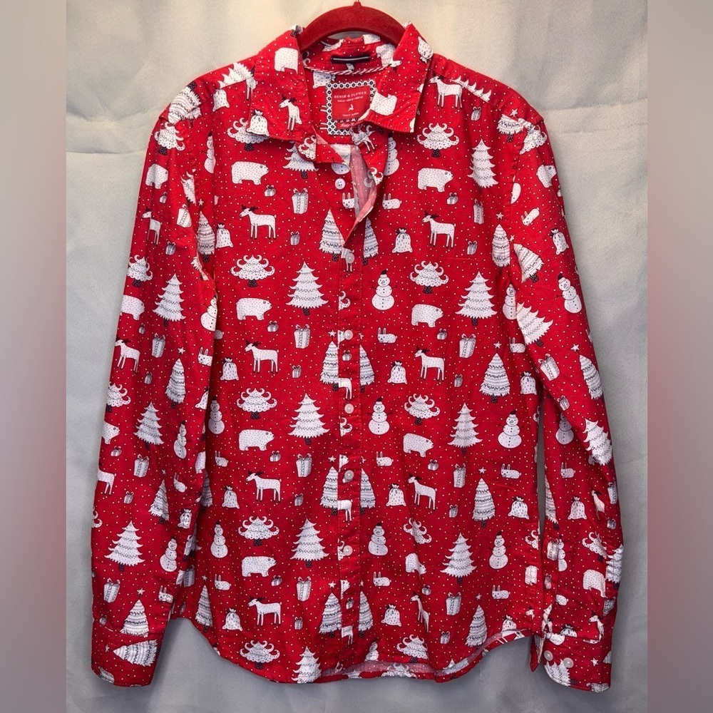 Denim & Flower Ricky Singh Men's Christmas Long Sleeve Button Down Shirt Medium